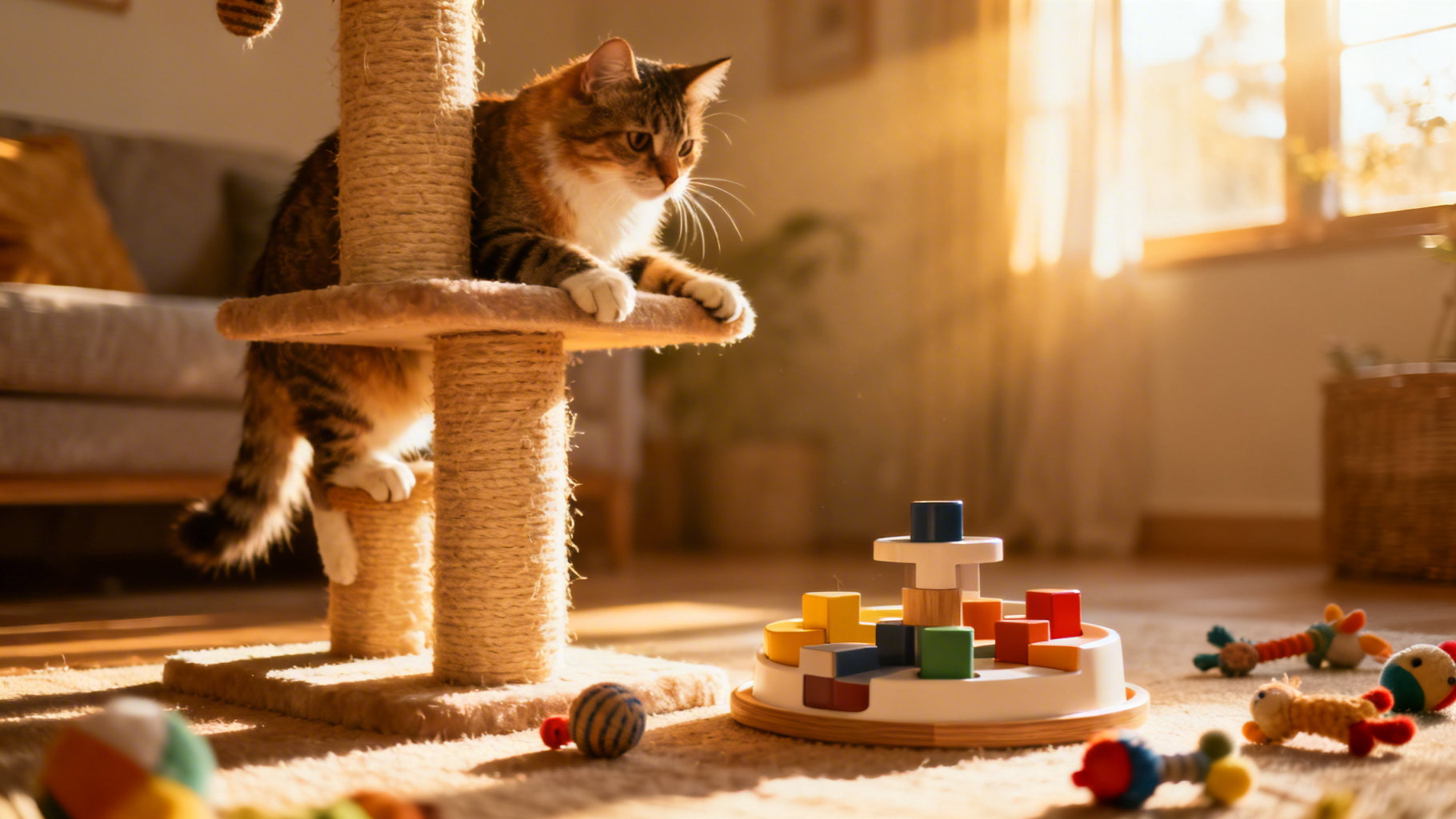 How to Keep an Indoor Cat Entertained While at Work – AI Featured Image
