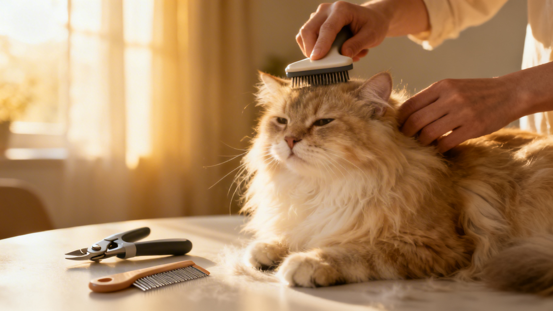 Indoor Cat Grooming Guide: From Brushing to Nail Trimming – AI Featured Image