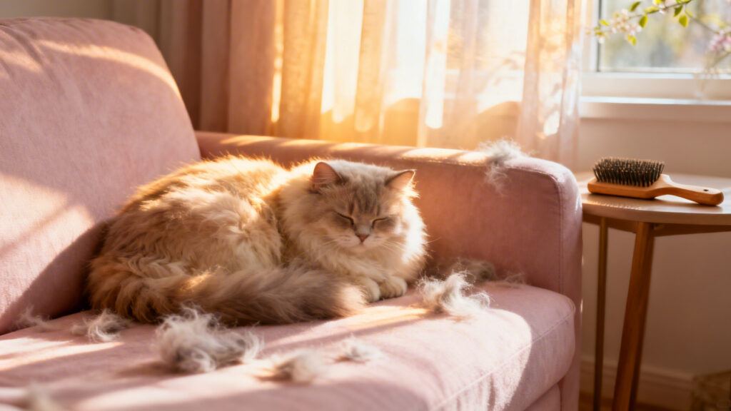 Spring Shedding Tips for Indoor Cats – AI Featured Image