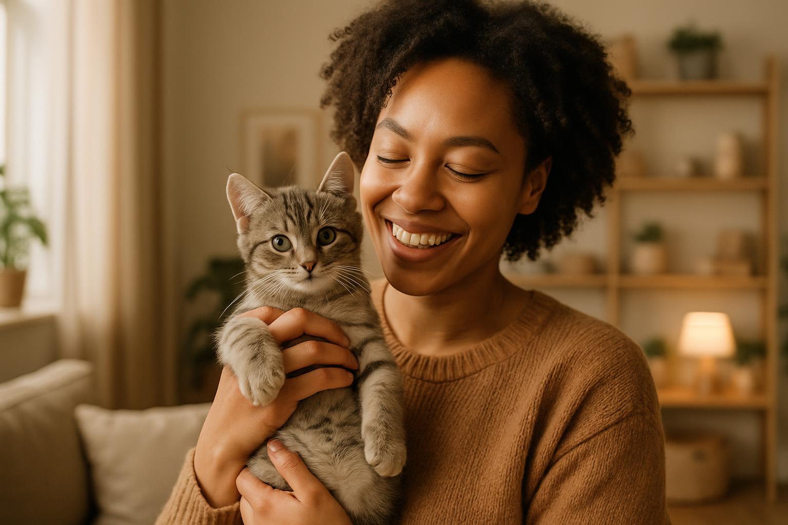 Starter room setup for a new indoor kitten with litter box, bed, bowls, and scratching post